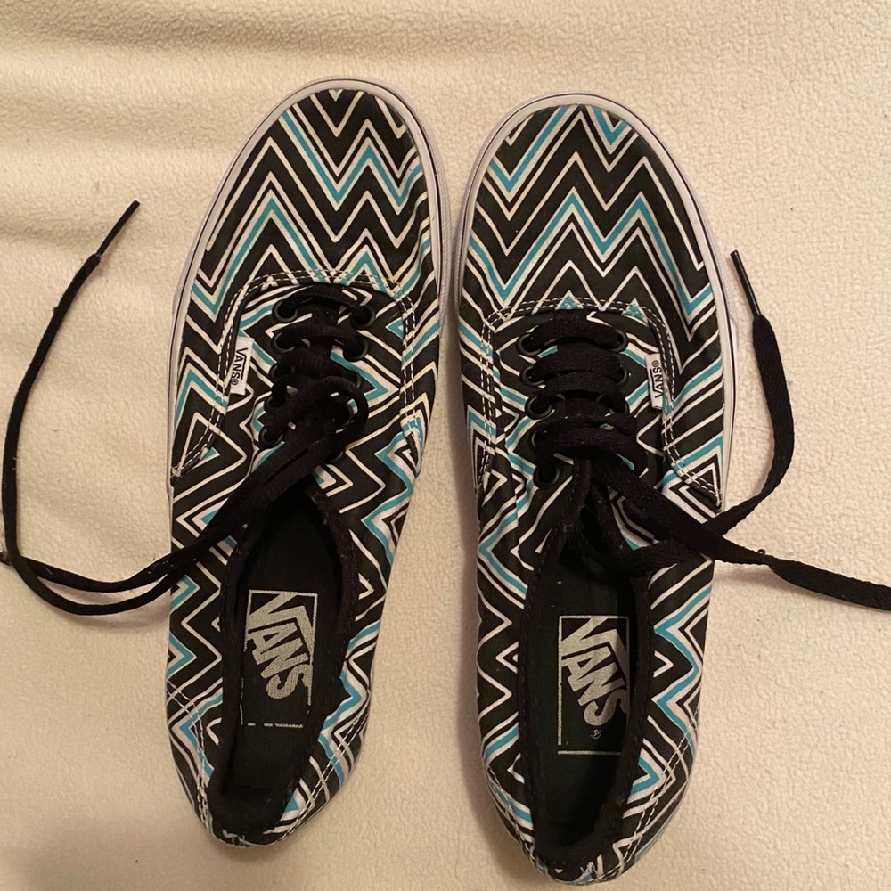 Blue and white chevron Vans